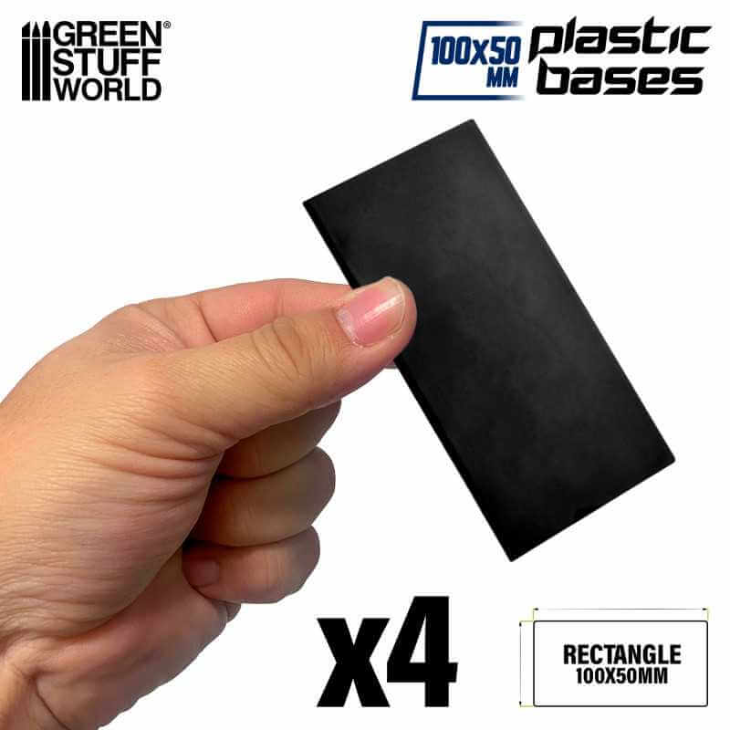 Black - Plastic Rectangle Base 100x50mm- 4 stuks