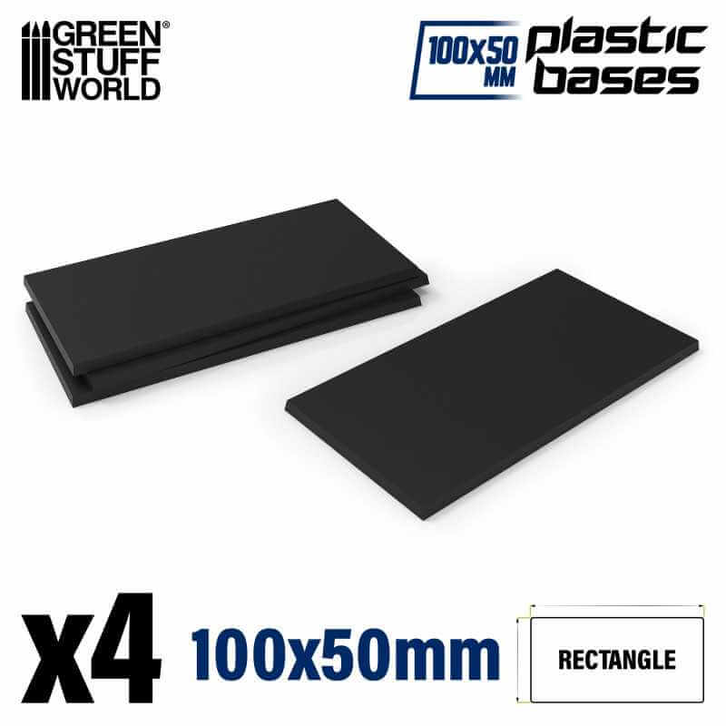 Black - Plastic Rectangle Base 100x50mm- 4 stuks