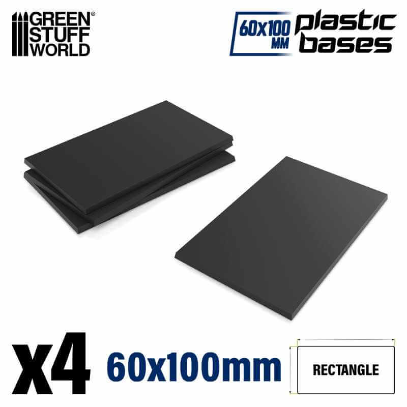 Black - Plastic Rectangle Base 60x100mm - 4 stuks