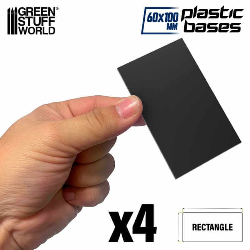 Black - Plastic Rectangle Base 60x100mm - 4 stuks