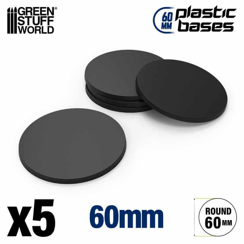 Black - Plastic Round Base 60 mm - 5 stuks