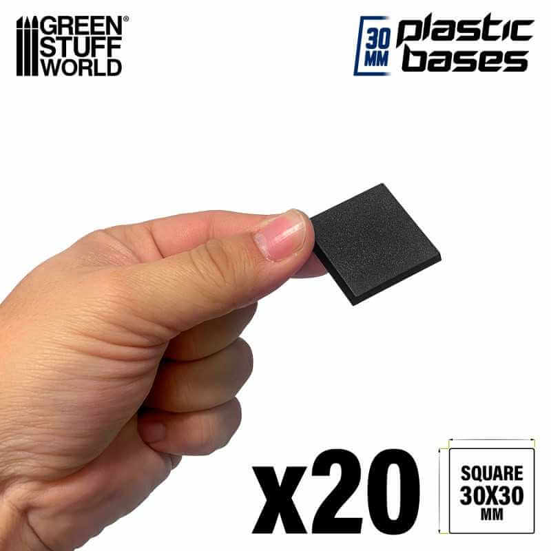 Black - Plastic Square Base 30 mm - 20 stuks
