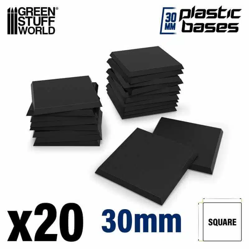 Black - Plastic Square Base 30 mm - 20 stuks