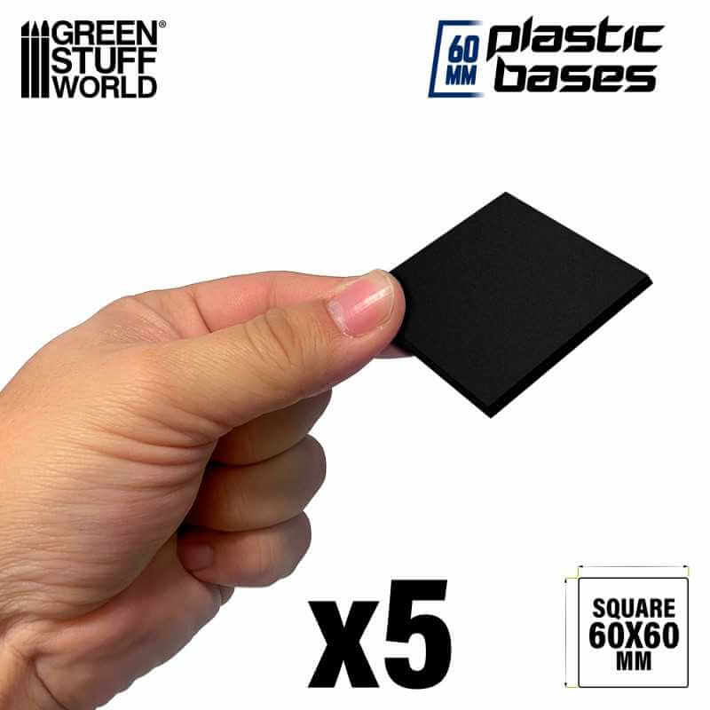 Black - Plastic Square Base 60 mm - 5 stuks