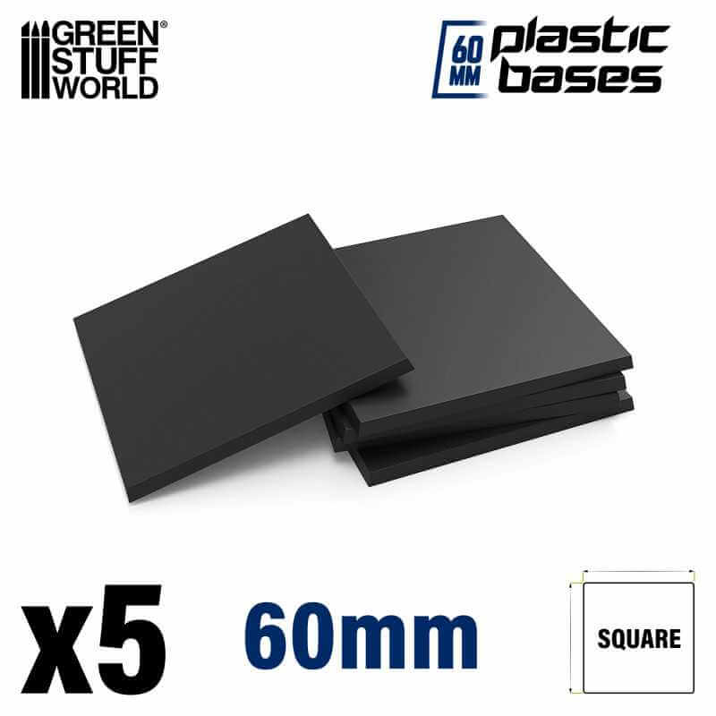 Black - Plastic Square Base 60 mm - 5 stuks
