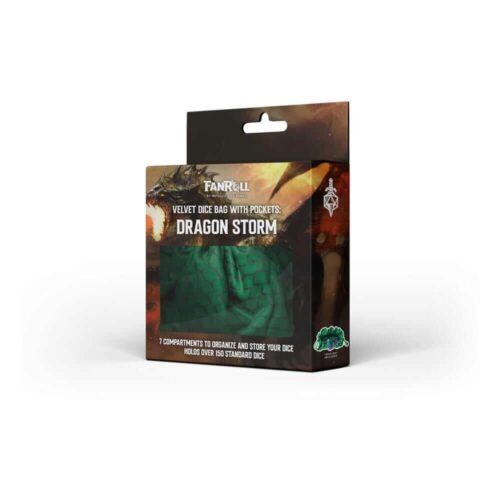 Green Dragon Storm - Velvet Dice Bag with Pockets