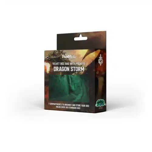 Green Dragon Storm - Velvet Dice Bag with Pockets