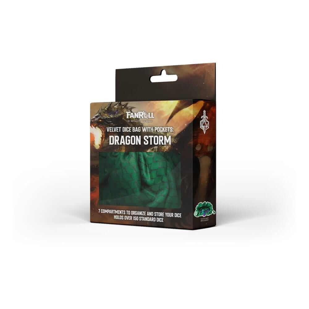Green Dragon Storm - Velvet Dice Bag with Pockets