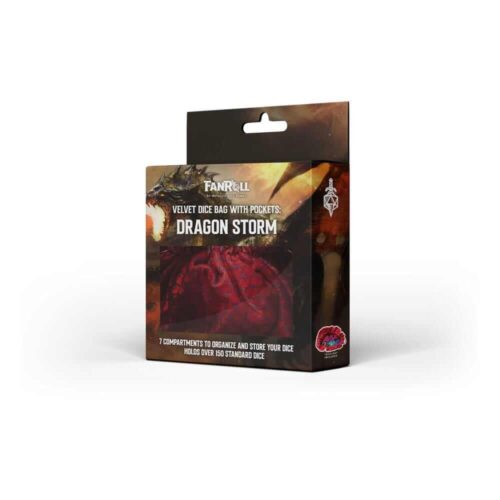 Red Dragon Storm - Velvet Dice Bag with Pockets
