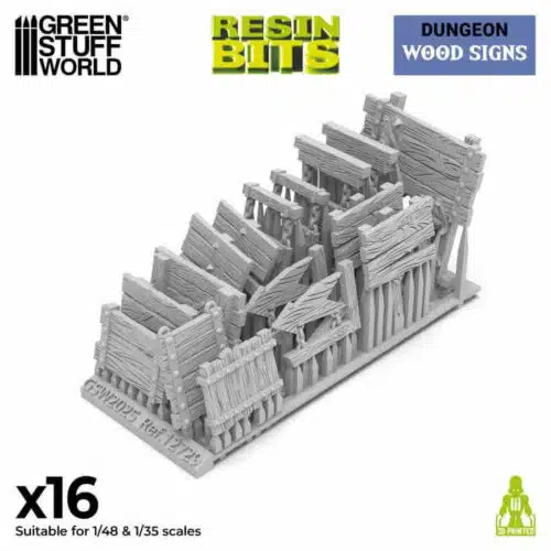 16x Wooden Signs - Unpainted Miniatures