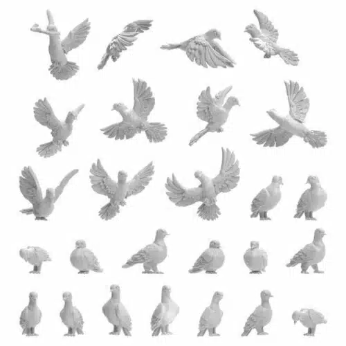26x Pigeons - Unpainted Miniatures