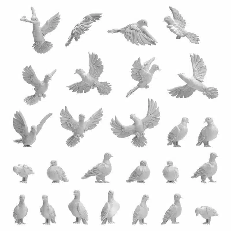 26x Pigeons - Unpainted Miniatures