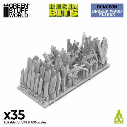 35x Broken Wood Planks - Unpainted Miniatures