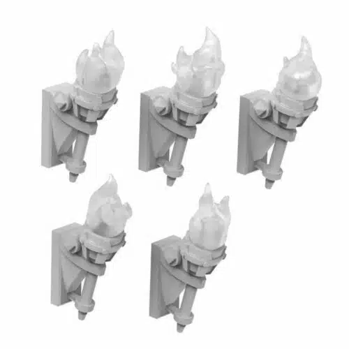 5x Wall Torches - Unpainted Miniatures