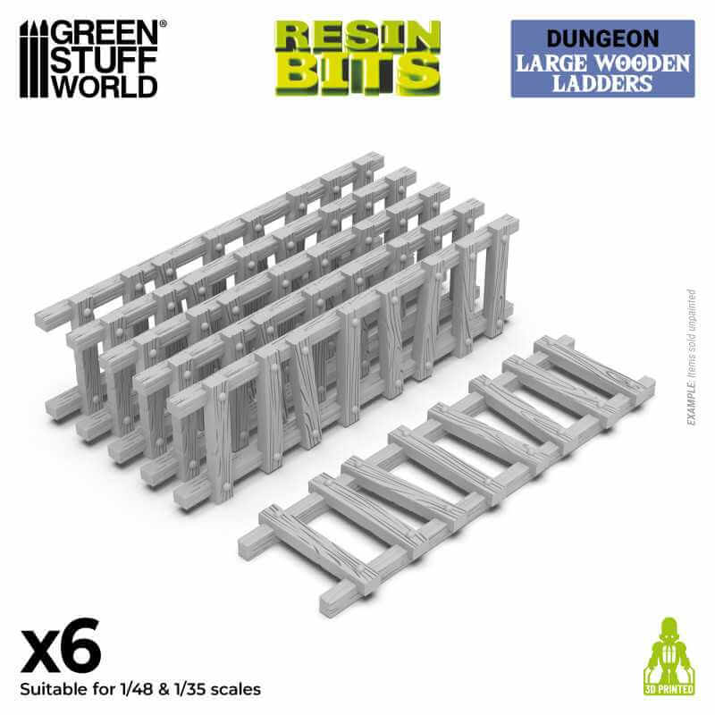 6x Large Wooden Ladders - Unpainted Miniatures