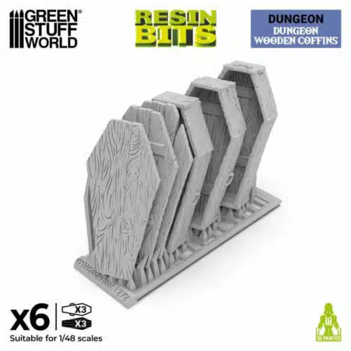 6x Wooden Coffins - Unpainted Miniatures