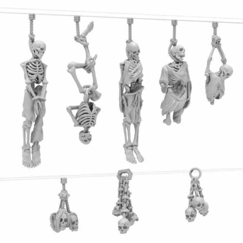 8x Hanging Skeletons - Unpainted Miniatures