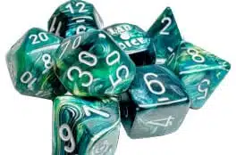 Lustrous Neptune/grey - Lab Dice - 8 stuks