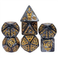 Warrior Zwart - Jumbo Dice set - 7 stuks