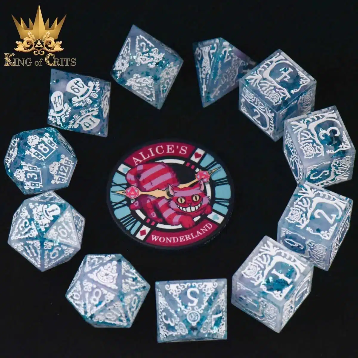 Alice's Wonderland Blue - Sharp Edge Dice set in Gift Box - 11 stuks