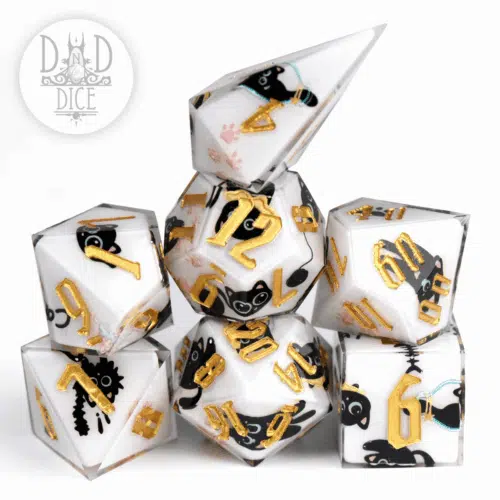 Anime Cat - Handmade Dice set - 7 stuks