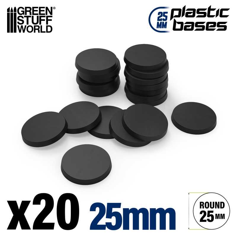 Black - Plastic Round Base 25 mm - 20 stuks