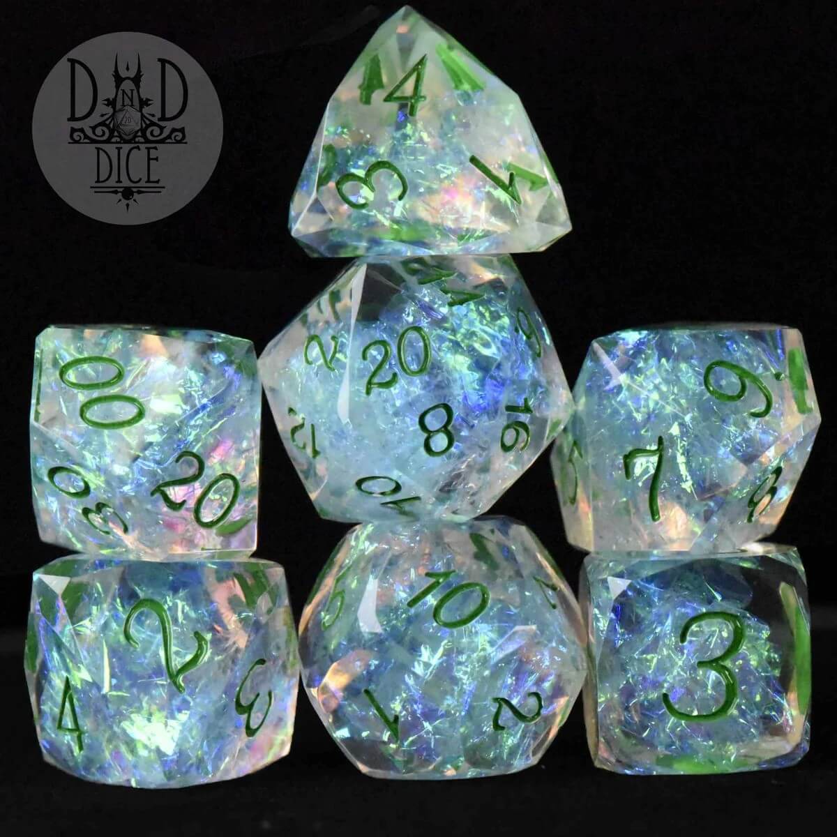 Crown Jewels: Jade - Handmade Dice set - 7 stuks