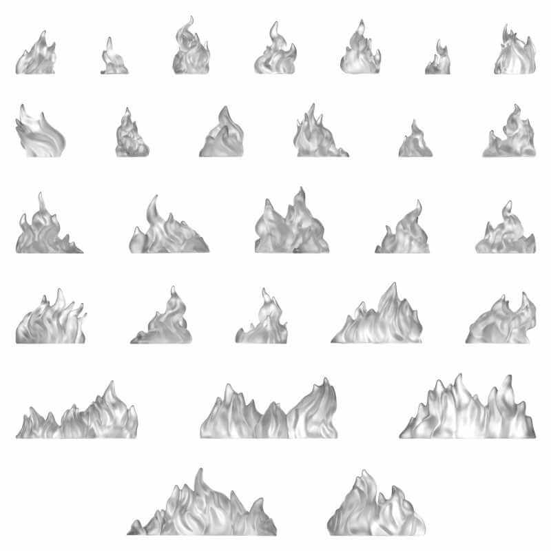 Fire Flames x28 - Unpainted Miniatures