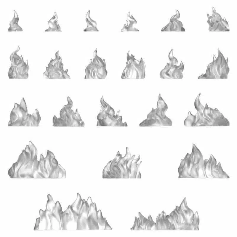 Large Fire Flames x22 - Unpainted Miniatures