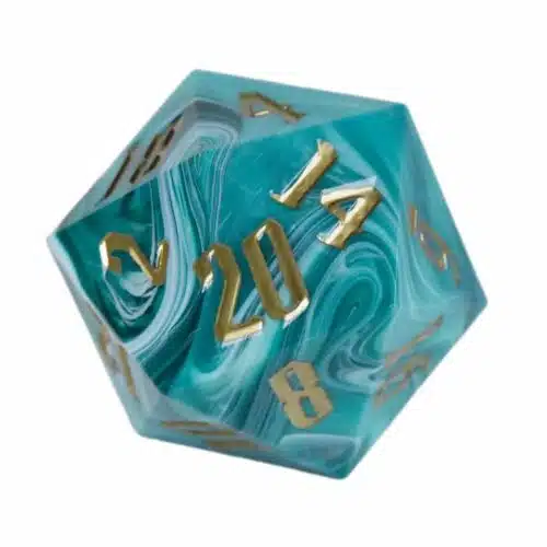 Marbled Aqua - Oversized D20 - 55mm