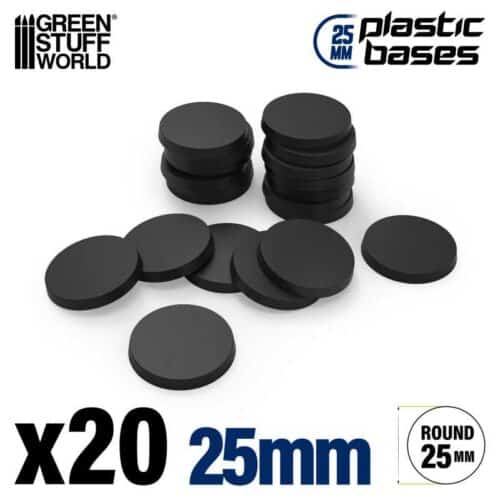 Black - Plastic Round Base 25 mm - 20 stuks