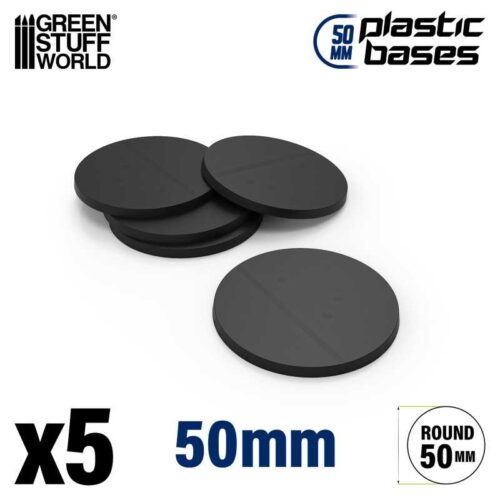 Black - Plastic Round Base 50 mm - 5 stuks