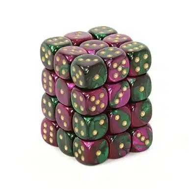 Gemini Green-Purple/gold D6 12mm (36 stuks)