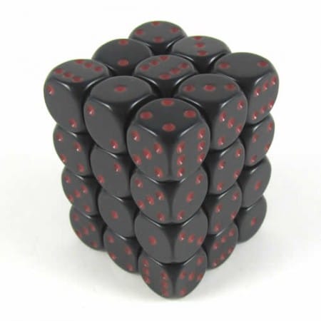 Opaque Black/red D6 12mm (36 stuks)