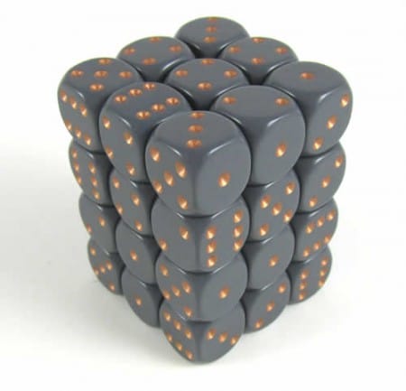 Opaque Dark Grey/copper D6 12mm (36 stuks)