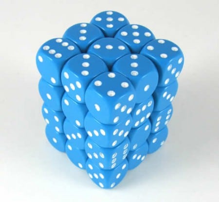 Opaque Light Blue/white D6 12mm (36 stuks)