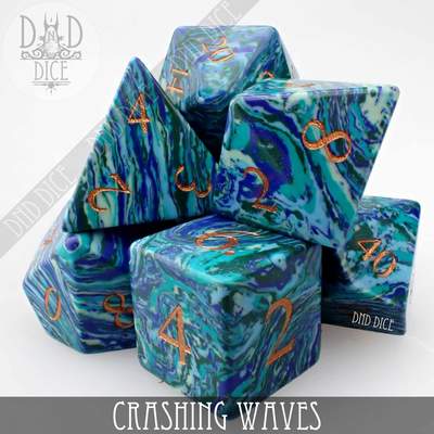 Crashing Waves Turquoise - Gemstone Dice set - 7 stuks