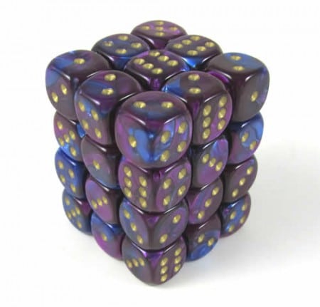 Gemini Blue-Purple/gold D6 12mm (36 stuks)