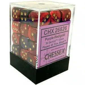 Gemini Purple-Red/Gold D6 12mm (36 stuks)