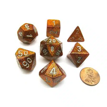 Glitter Gold/silver Polydice - 7 stuks