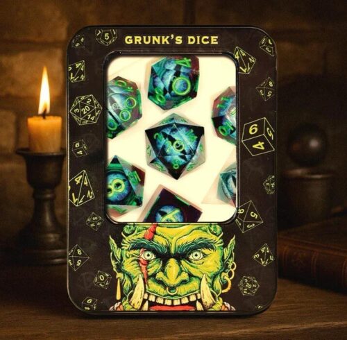 Green Saphire Eye - Grunk's Dice Set - 7 stuks