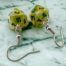 Marble Green Mini-Poly D20 - Hook Earrings