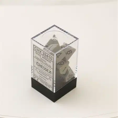Opaque Grey/black Polydice - 7 stuks