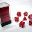 Opaque Red/white Polydice - 7 stuks