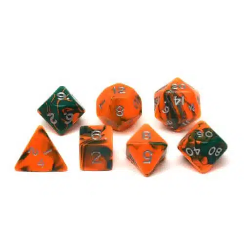 Toxic Oranje/Groen - Dobbelstenen Jumbo - 7 stuks