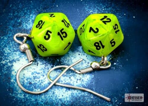 Vortex Bright Green Mini-Poly D20 - Hook Earrings