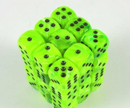 Vortex Bright Green/black D6 12mm (36 stuks)