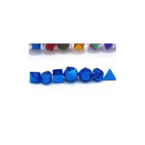 Blue - Metal Mini Dice set - 7 stuks