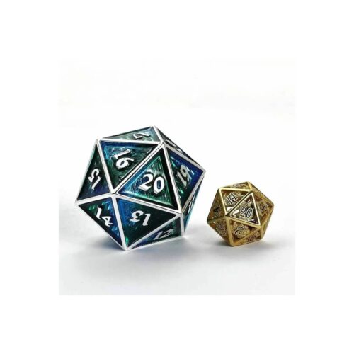 Silver w/Blue & Green - Metal Behemoth Chonk Spindown D20