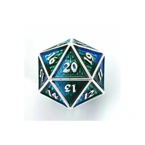 Silver w/Blue & Green - Metal Behemoth Chonk Spindown D20